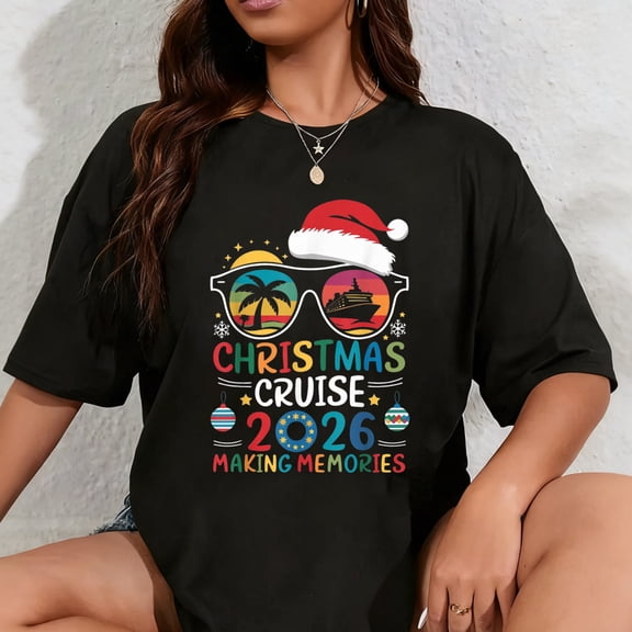 100% Cotton Christmas Cruise 2026 Men Women Kids Family Cruise Matching T-Shirt