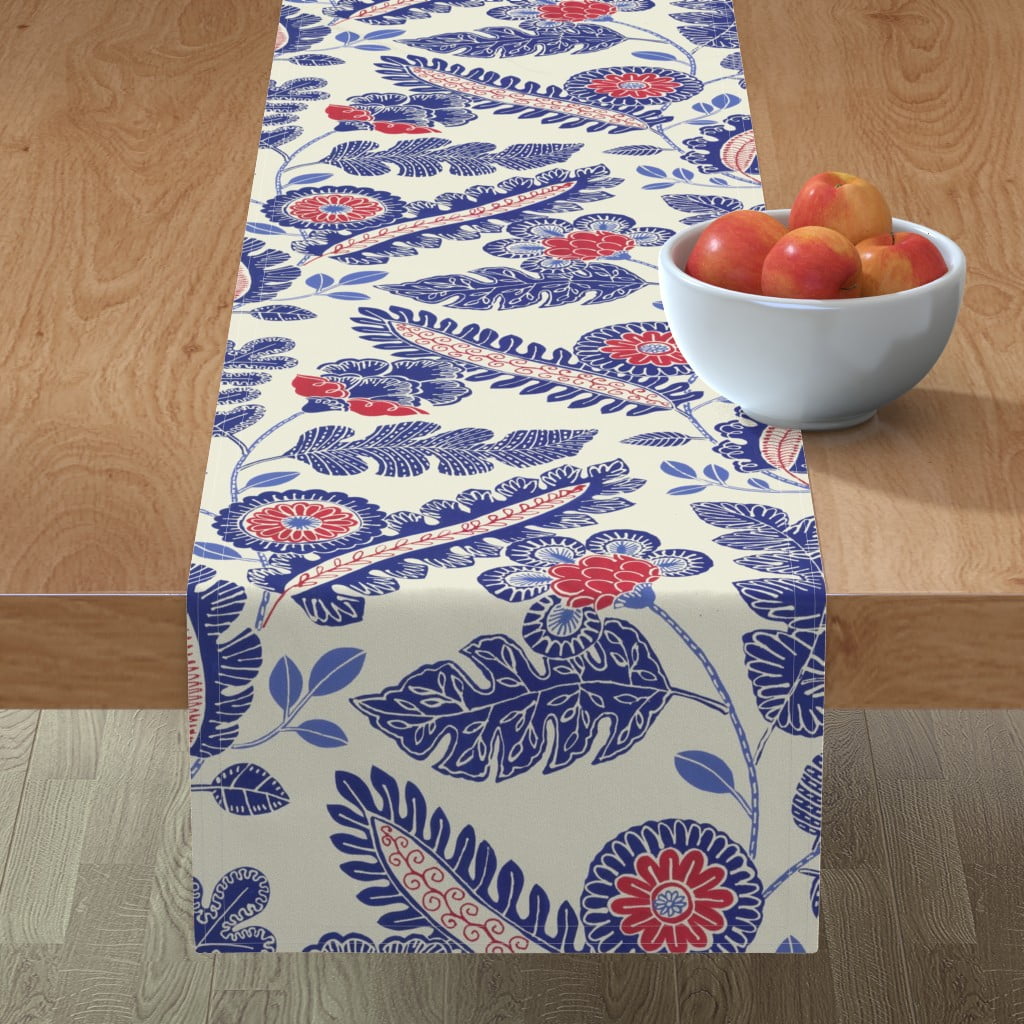 red white blue table runner