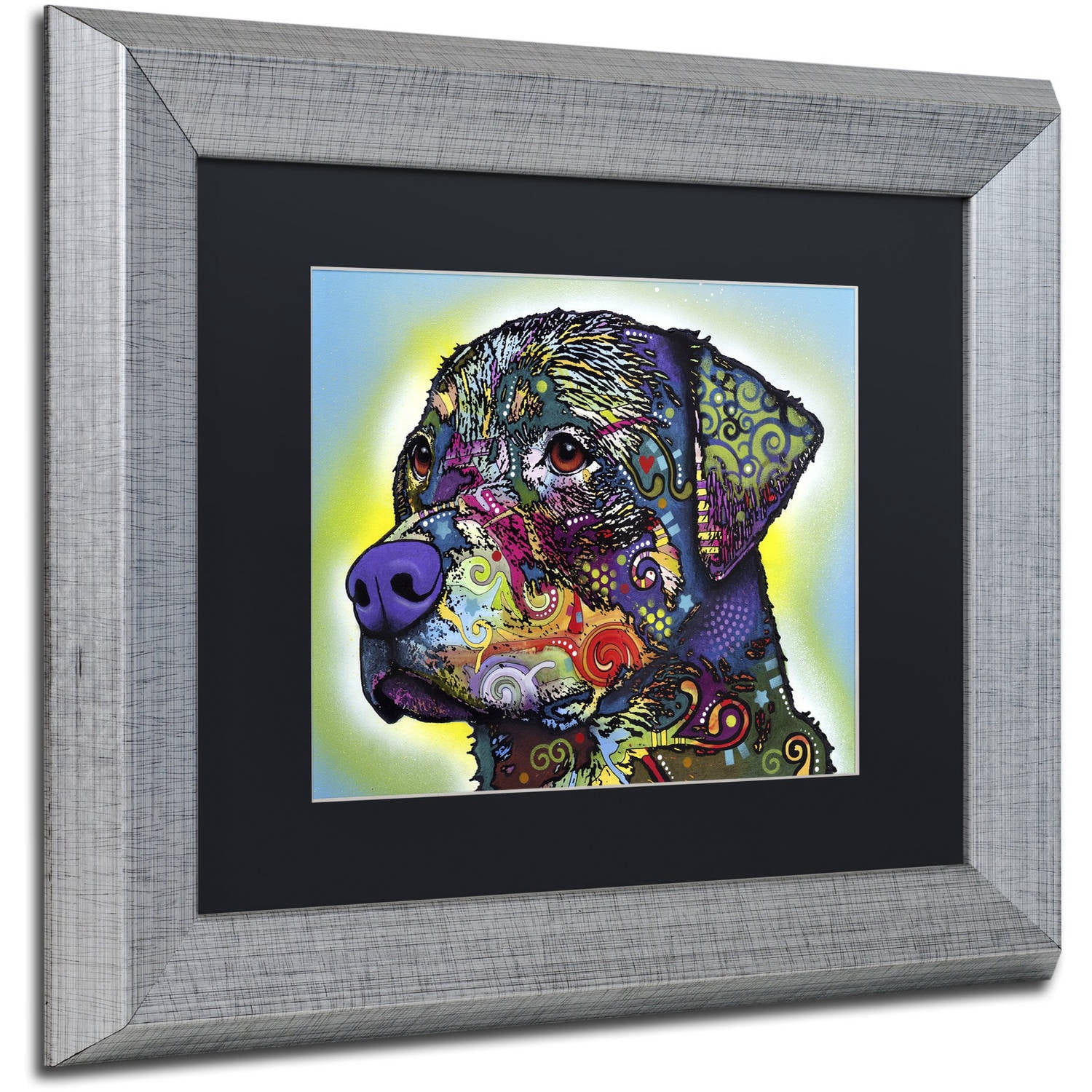 Trademark Fine Art "The Rottweiler" Canvas Art by Dean Russo, Black Matte, Silver Frame