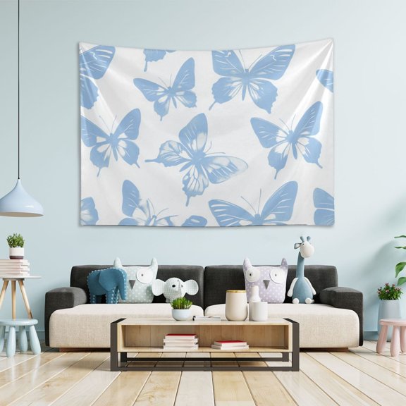 Yayeee Tapestry Wall Hanging for Bedroom 60" x 40" Living Room Home Wall Art Decor, Blue Butterfly