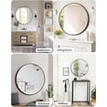 thumbnail image 4 of 18-pulgada round metal frame mirror para bathroom, dormitorio, o entrada - golden, con easy mounting hardware, 4 of 7