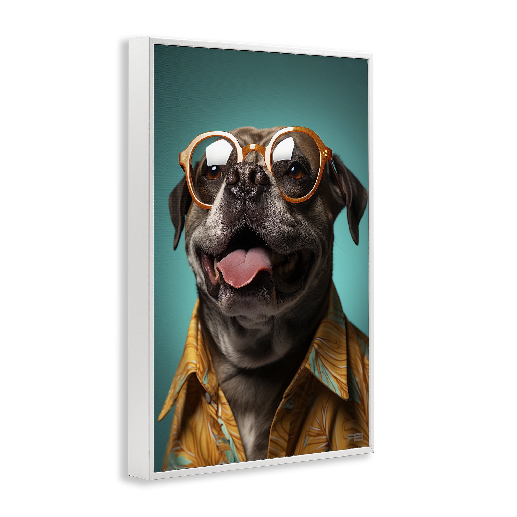 Stupell Industries Fashion Dog Friend Animals & Insects Painting White Framed Art Print Wall Art, 12 x 18