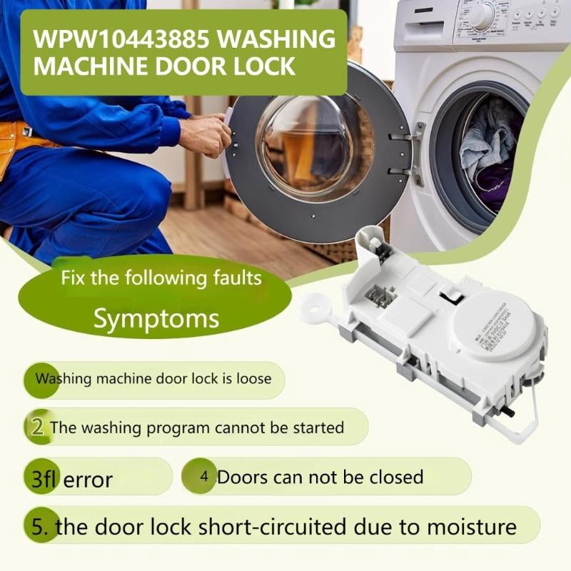 CEORPER Washer Lid Lock Door Latches Switches Plastic Housing Replaces WPW10443885