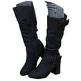 thumbnail image 3 of WEAIXIMIUNG Bottines Mode Femme Solide Automne Hiver Semelle Épaisse Talons Carrés Fermeture Éclair Mi-Hauteur Bout Rond Chaussures, 3 of 7