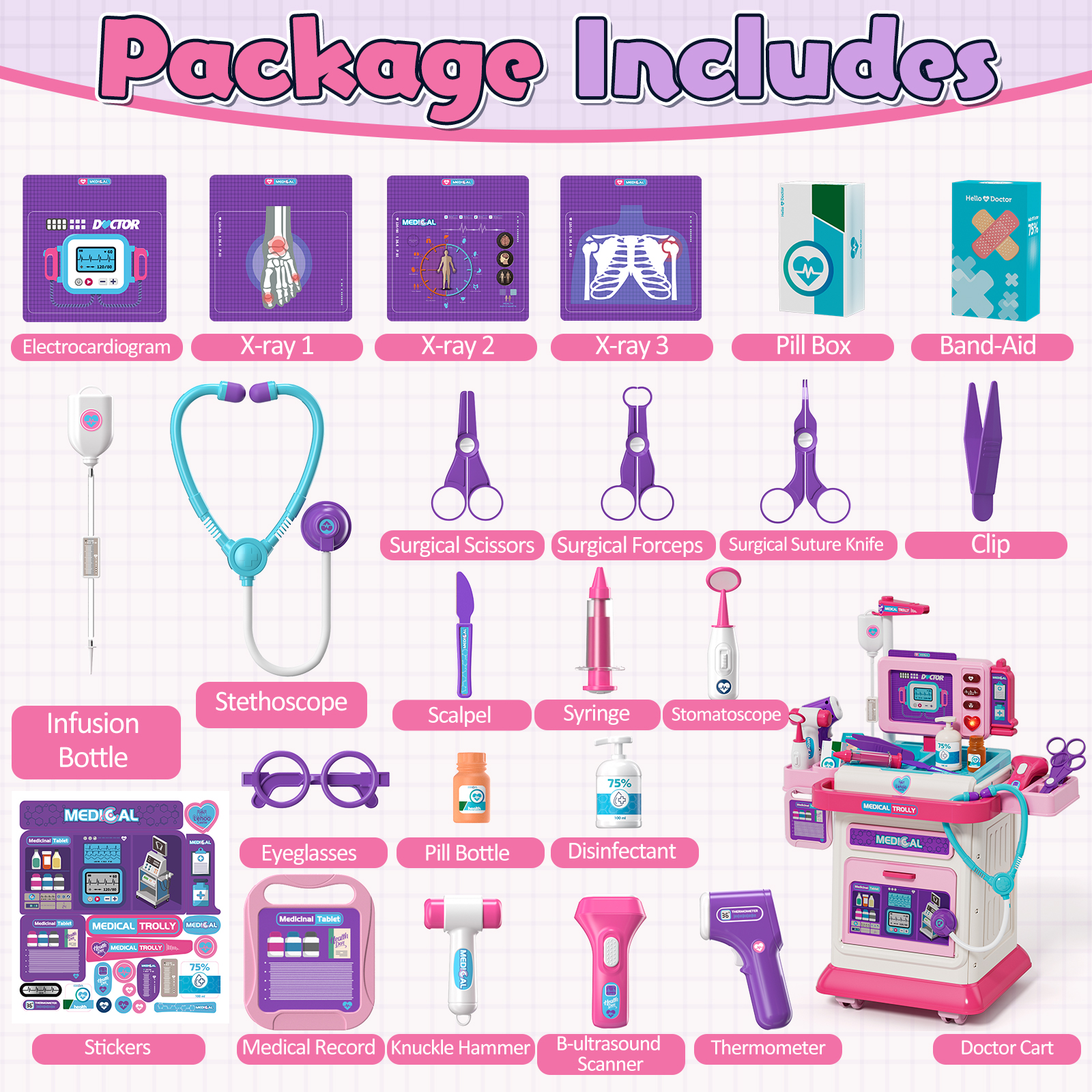 OROLIVING Doctor Kit for Toddlers with Medical Cart photo 6
