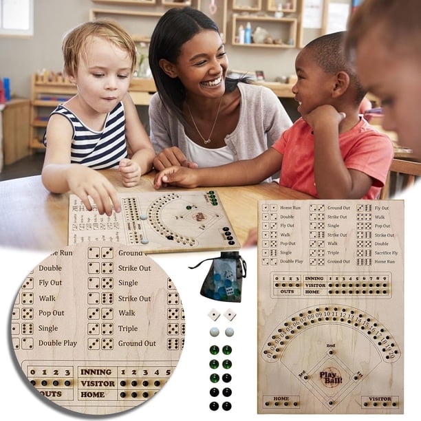 Juego de mesa de dados de béisbol: juego de mesa de béisbol de madera con dados, juego de mesa deportivo de escritorio interactivo para juegos familiares, fiestas nocturnas, reuniones, equipo
