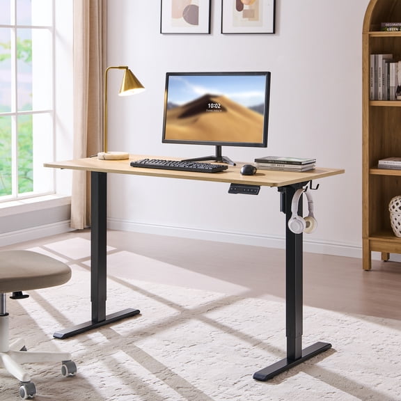 Tricora Electric Standing Desk, 48x 24 Inches Height Adjustable Desk, Sit and Stand Up, Ergonomic Rising Computer Table with Memory Preset, Nature Wood