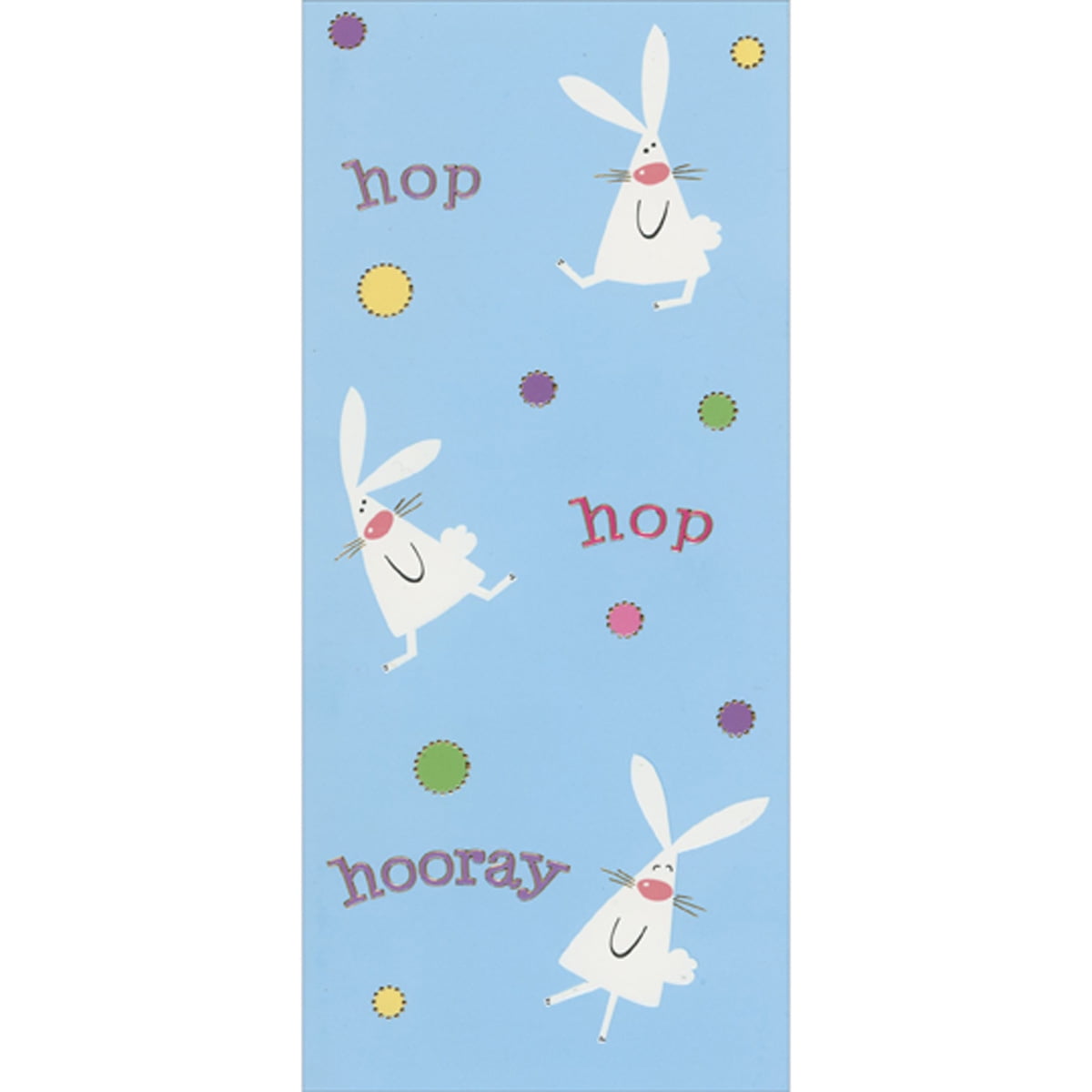 Designer Greetings Hop Hop Hooray 3 Bunnies on Light Blue Juvenile Money Holder / Gift Card Holder Easter Card for Kids