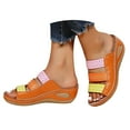 thumbnail image 2 of IUJSOY Women's Bohemia Wedge Sandals Cutout Open Toe Summer Slides Comfortable Slip on Sandals, 2 of 8