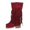 thumbnail image 4 of Liliana DD44 Women Suede Fringe Knee High Round Toe Riding Boot, 4 of 5