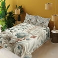 thumbnail image 2 of Ambesonne Vintage Fitted & Top Sheet Set with Shams, Soft Color Floral Nostalgia, Eggshell Pale Slate Blue, 2 of 5