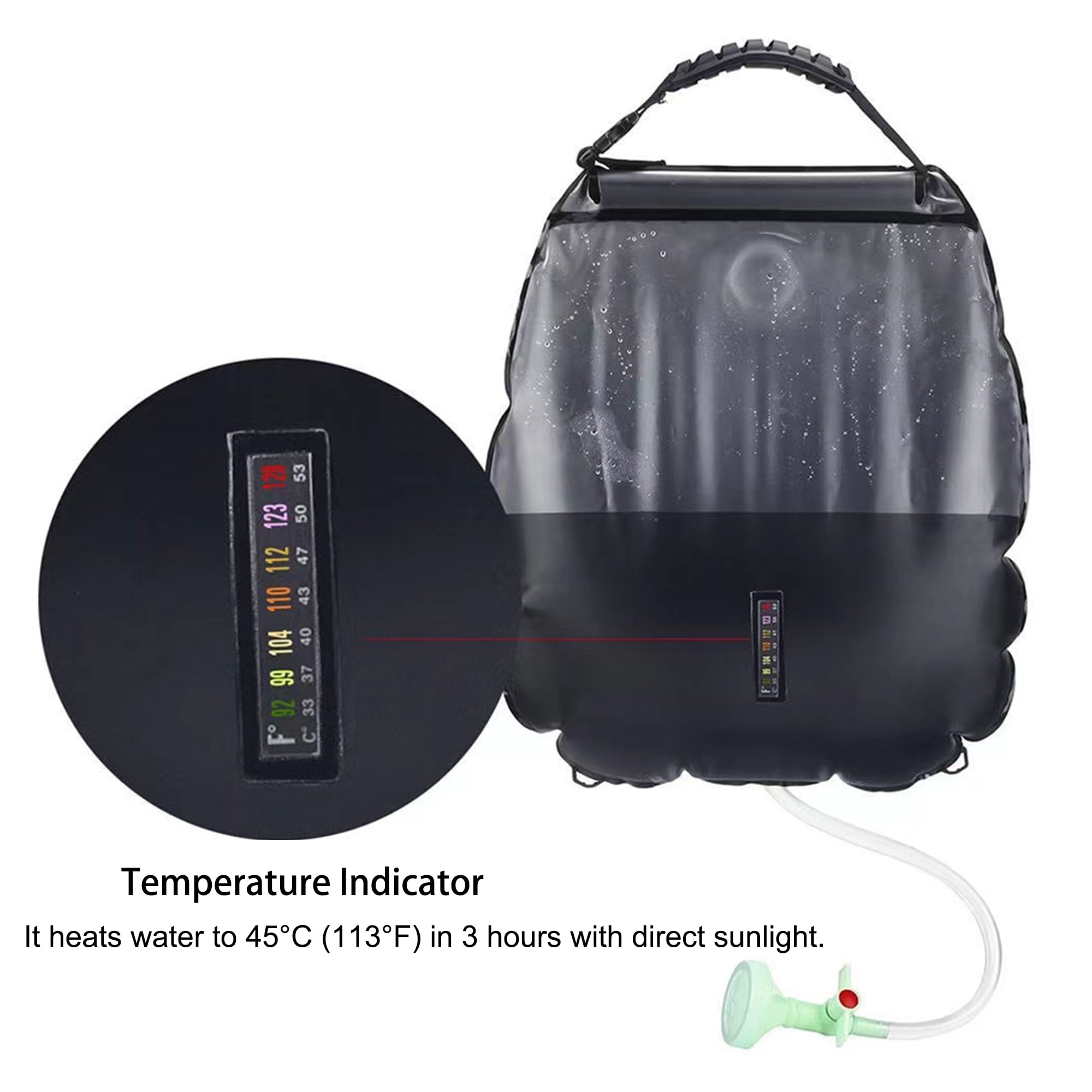 Schanno Camping Shower, 5 Gallon/20L Portable Solar Heating Shower Bag for Outdoor Beach Swimming Traveling Hiking, Green