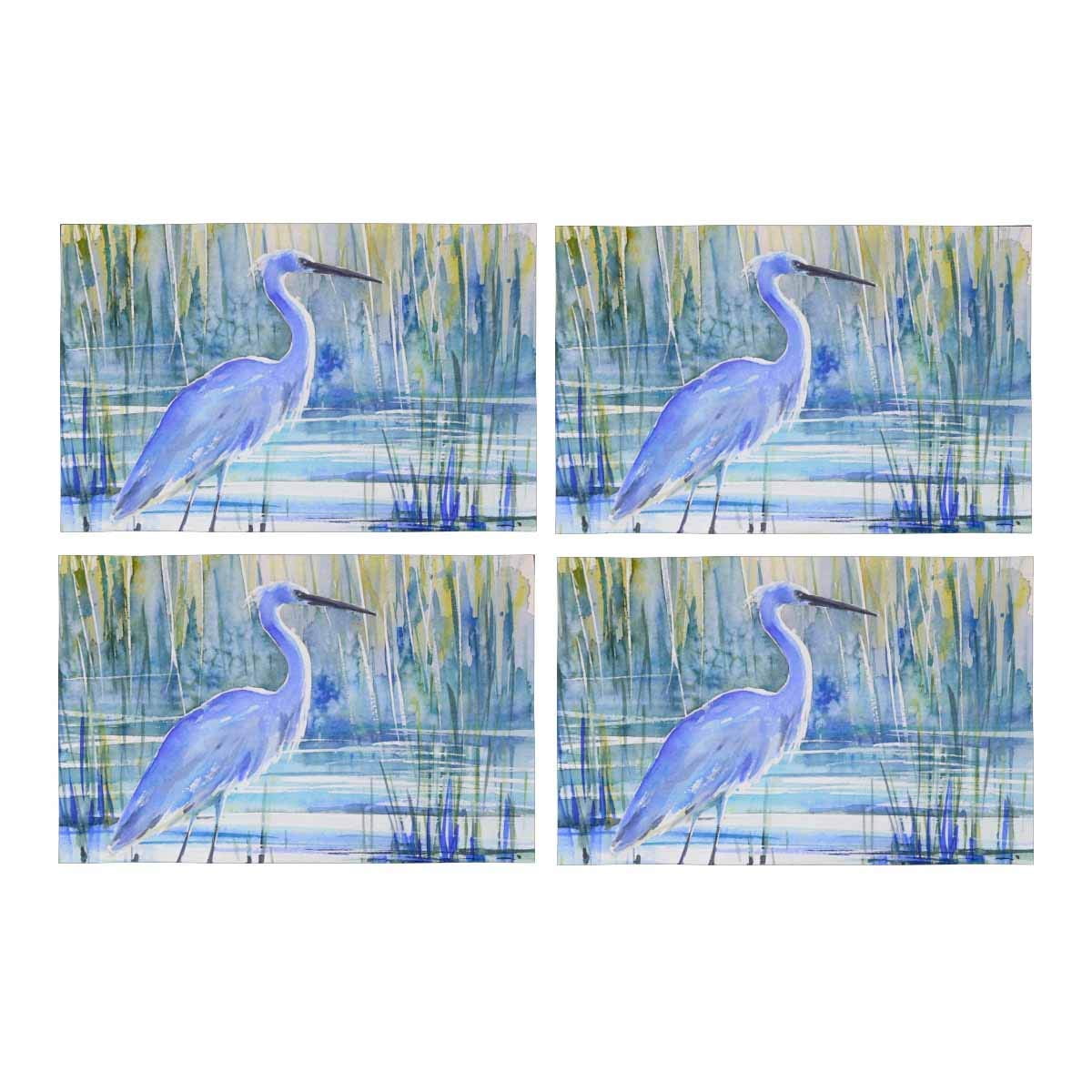 MKHERT Blue Heron On The Lake Shore at Sunset Bird Painting Placemats