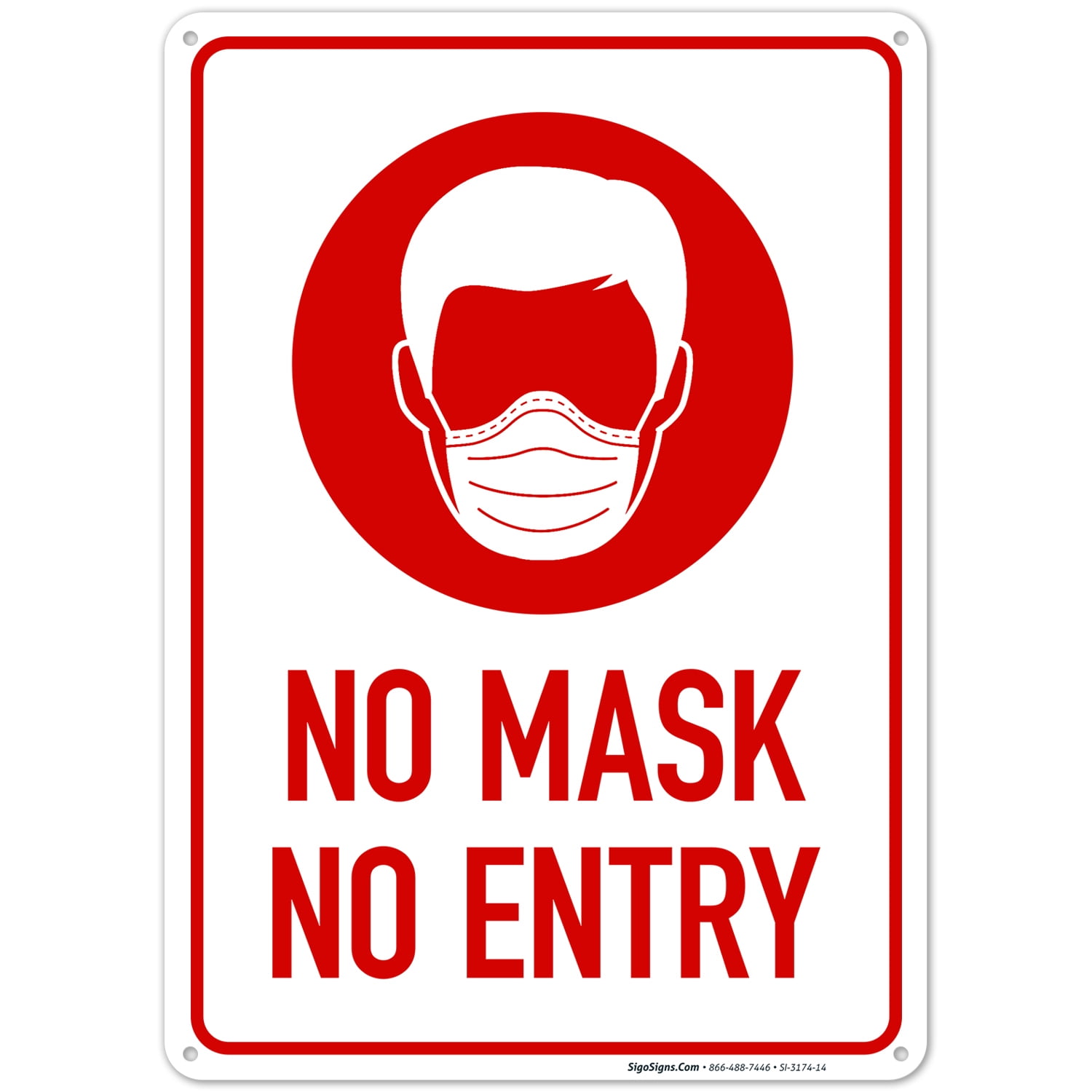 No Mask No Entry Sign, 10x14 Aluminum - Walmart.com