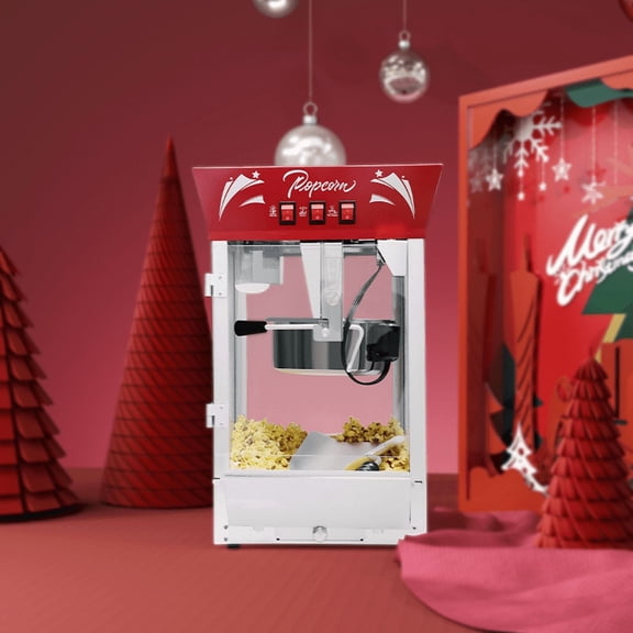 Commercial Popcorn MAKER Machine, 12 Ounce Kettle Stainless Steel Popcorn Maker with Tempered Glass, Warming Deck, 850W Countertop Popcorn Popper for Parties, Events, and Home Theater, red