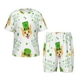 thumbnail image 1 of Fotbe happy dog. St. Patricks Day Pijama Estampada de 2 Piezas para Niños – Ropa de Dormir de Manga Corta Cómoda para Niños y Niñas, Camiseta y Shorts de Algodón-Large, 1 of 6