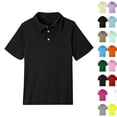 thumbnail image 2 of Girls Collared School Uniform Polo Shirts Kids Short Sleeve Pique Polo Shirt,Black,3-4 Years, 2 of 9