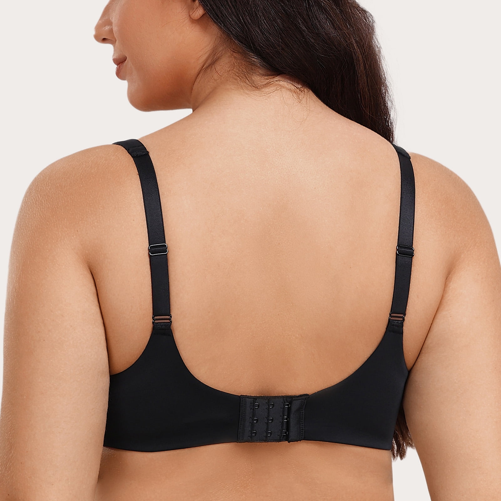 MELENECA Women's Plus Size Minimizer Underwire Full Coverage Unlined Seamless Cup Bras Black 44B