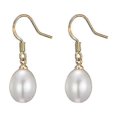 thumbnail image 1 of Pendientes colgantes de perlas de agua dulce naturales en forma de lágrima para mujer, dorados, 1 of 4