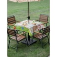 thumbnail image 4 of Outdoor Tablecloth with Umbrella Hole for Patio/Picnic/Party/Camping, Groundhog Day Waterproof Table Cloth Square Cover Washable, Colorful Ribbon Spring Vintage (54"x 54"), 4 of 8