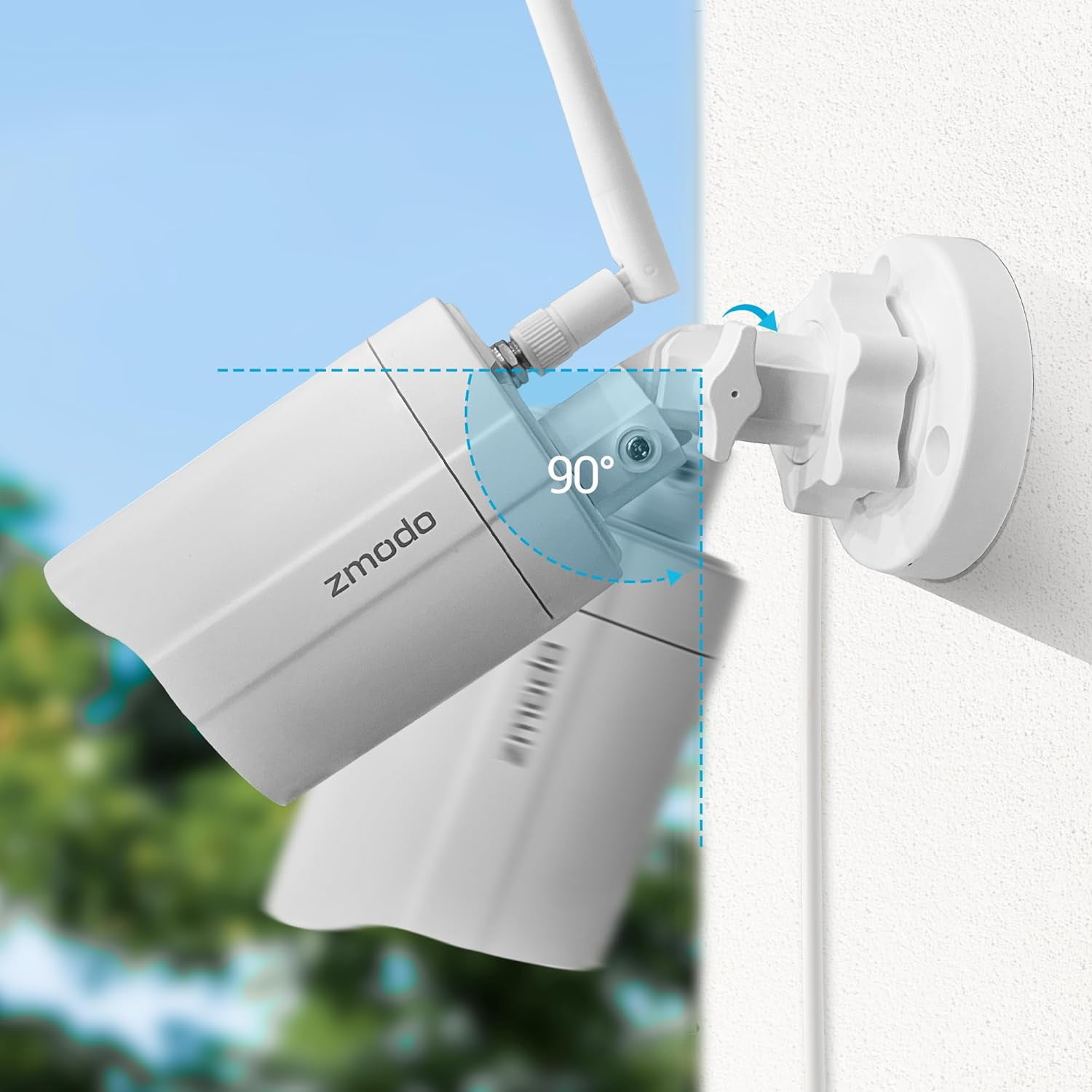 Zmodo 2 Pack Wireless Security Camera System Smart Outdoor WiFi IP Cameras Night Vision Plug-In, Compatible with Alexa (Supports 2.4 GHz, Wi-Fi)
