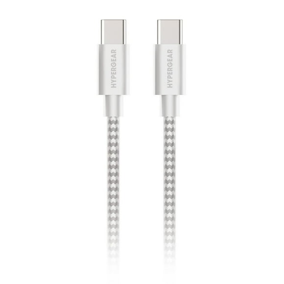 HyperGear Câble Tressé de Charge et de Synchronisation USB-C vers USB-C de 10 Pi (300 cm) - Blanc