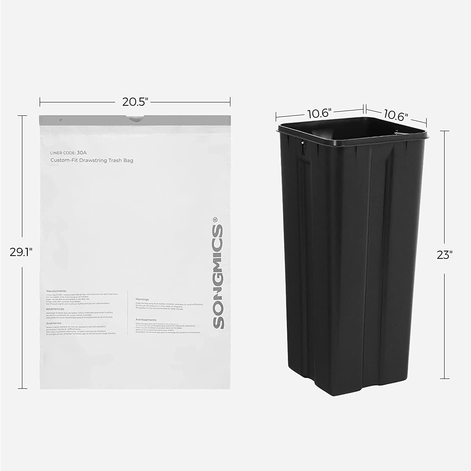 Songmics Trash Bags For 12-14.5 Gallon Trash Cans, Drawstring Garbage Bags,  Liner Code 055a : Target