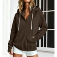 thumbnail image 5 of Asgosdo Hoodies for Women Long Sleeve Button Collar Drawstring Hooded Tops Loose Fit Sweatshirts Comfy Casual Winter Pullover, 5 of 6