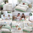 thumbnail image 5 of Beige Fruit Green Stripe Duvet Cover Set Full Size, Gradient Line 4 Piece Soft Microfiber Bedding Set with 1 Duvet Cover, 1 Flat Sheet, 2 Pillowcases, 5 of 9