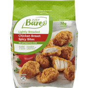 Just Bare Frozen Fully Cooked Lightly Breaded Spicy Breast Bite 24oz, 16g Protein, serving size 3oz