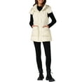 thumbnail image 2 of INSPIRE CHIC Women's Vest Winter Coat Hooded Zip Up Mid Long Sleeveless Quilted Padded Jacket 2XL White, 2 of 6