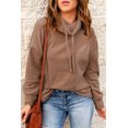 thumbnail image 2 of POGLIP Women's Brown Cowl Neck Drop Shoulder Sweatshirt, 2 of 6