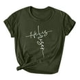 thumbnail image 2 of HOMBOM Army Green Easter Clothes Women Short Sleeve T-shirts Happy Easter Round Neck Womens Tops Clearance M, 2 of 3