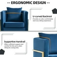 thumbnail image 6 of Velvet Accent Barrel Chairs Set of 2, Modern Arm Club Chair Set with Pillow for Living Room / Bedroom / Guest Reception, Channel Tufted, Gold Finish Base, Blue, 6 of 7