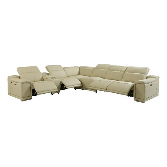 Titan Furnishings 7-Piece 1 Console 4-Power Reclining Italian Leather Sectional