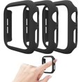 thumbnail image 1 of 3 Pack Fundas Compatible para Apple Watch Case 45mm Series 7 [sin protector de pantalla], dura PC Protective Case Bumper Marco de cubierta Compatible para iWatch 45mm,Negro/Azul Marino/Transparente, 1 of 10