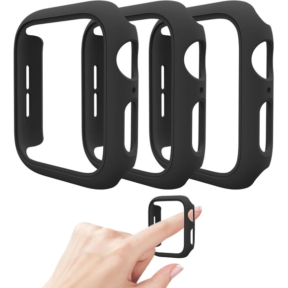 3 Pack Fundas Compatible para Apple Watch Case 45mm Series 7 [sin protector de pantalla], dura PC Protective Case Bumper Marco de cubierta Compatible para iWatch 45mm,Negro/Azul Marino/Transparente