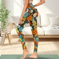 thumbnail image 3 of Renewold Hippie Flower Orange Womens Yoga Pants with Pockets High Waisted Womens Leggings Fashion Exercise Yoga Leggings Opaque Activewear Lightweight Ankle Leggings, L, 3 of 8