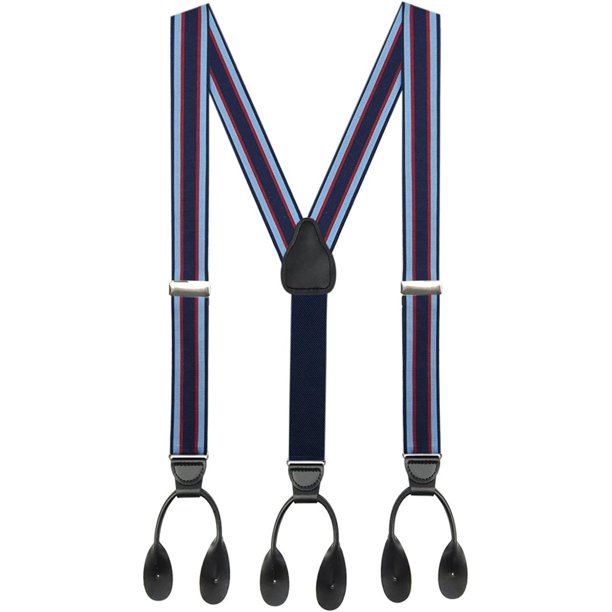 Suspender for Men MADE IN USA YBack Genuine Leather Trimmed Button End NonStretch Tuxedo