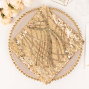 Efavormart Champagne Wave Embroidered Sequin Mesh Dinner Napkin, Reusable Decorative Napkin - 20x20