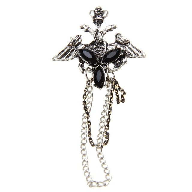 Negro gótico punk acrílico ángel broche de de imitación cadena borla broche broche de pecho Pin