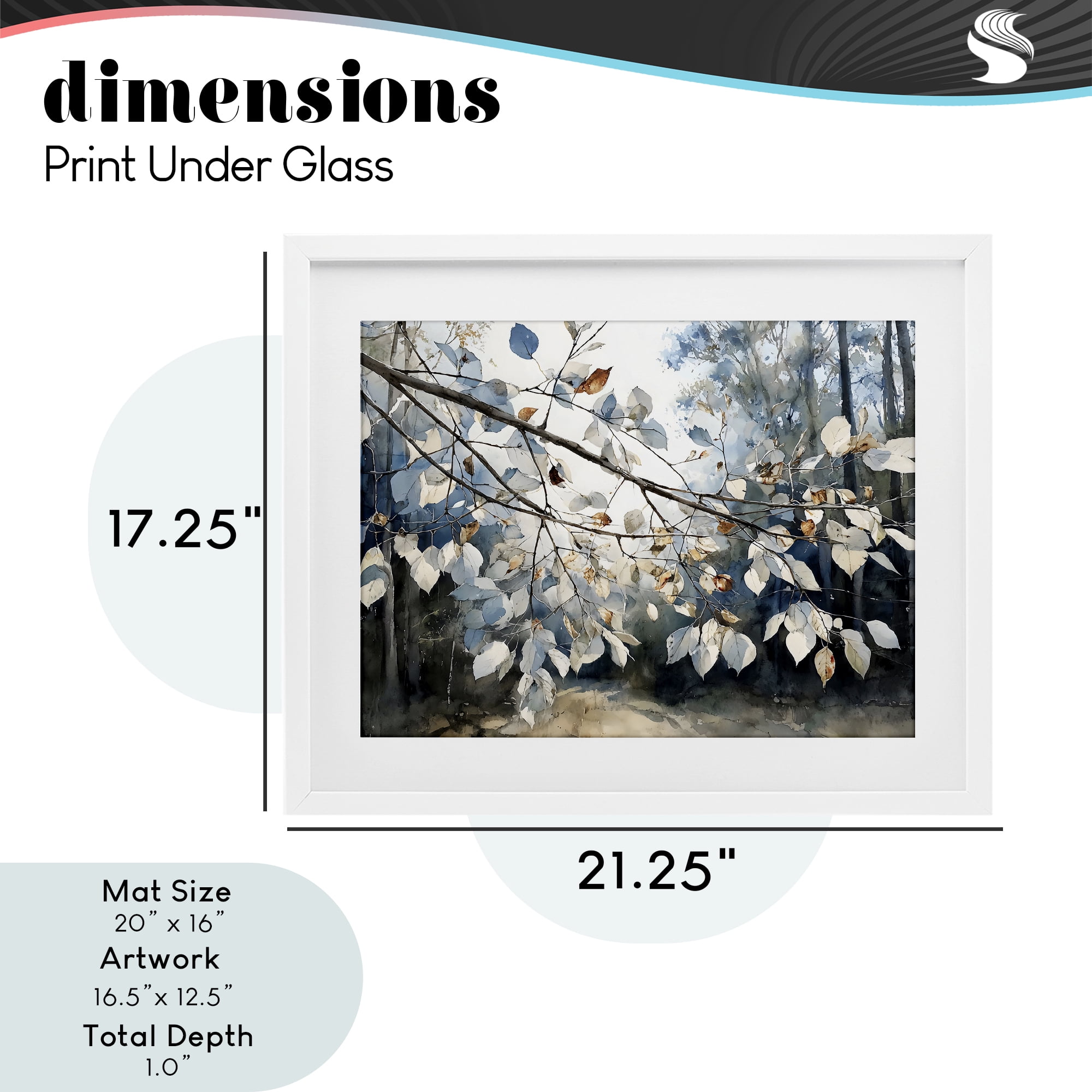 Stupell Industries Blue Fall Branch Leaves White Framed Print Under Glass, design by Franklyn Gregory