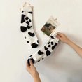 thumbnail image 5 of Calcetines de mujer ZHAOCHENG (2 pares) algodón suave blanco y negro con rayas y estampado de vaca, 5 of 5