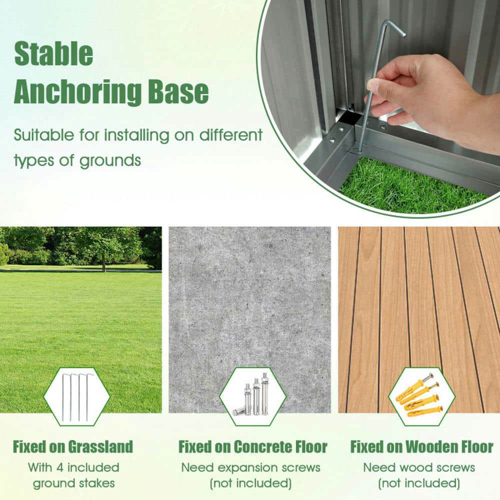 Yardi Yarda 5 x 3 Feet Outdoor Storage Shed with Sloped Roof and Lockable Door, Versatile Storage Shed, Gray
