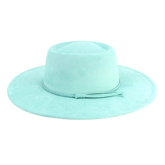 Women’s Felt Fedora Hat With Braided Tassel Band Solid Color Wide Brim Elegant Formal Hat