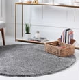 thumbnail image 3 of Unique Loom Soft Solid Shag Collection Area Rug - Aras (5' 1" Round Pebble Gray), 3 of 6