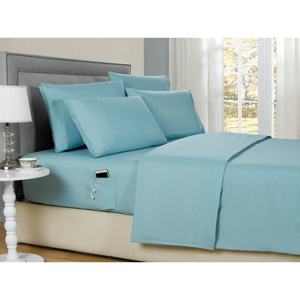 Full Solid with Side Pockets 6 Piece Sheet Set