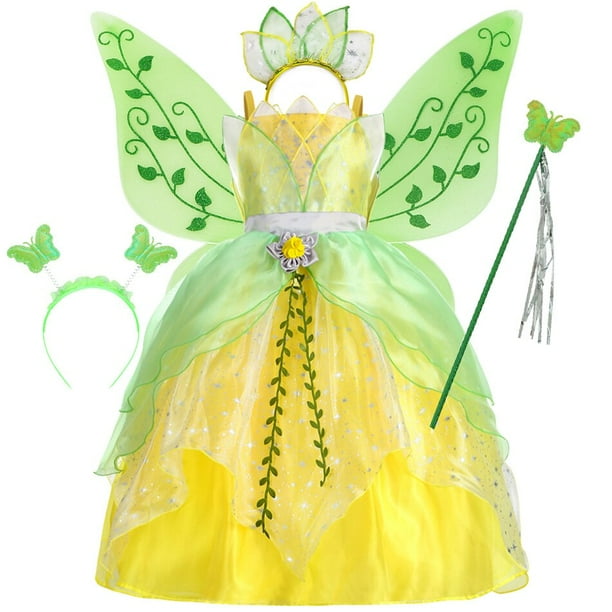 Vestido de niña, disfraz de Tiana, disfraz de princesa y sapo, película de Anime, ropa de juego de rol, Halloween, carnaval, princesa Dress6-7Y Tag-120 Gao Jinjia LED