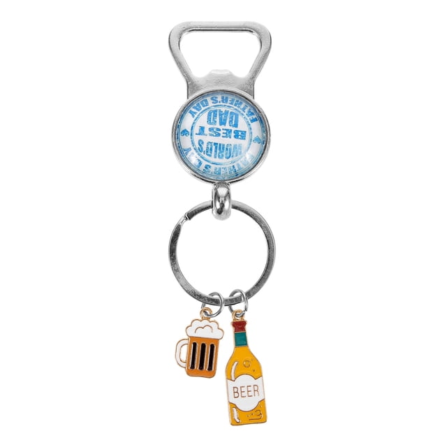 KAKOWELY Llavero con temática del Día del Padre, exquisito llavero de aleación con diseño creativo de cerveza y abridor de botellas.