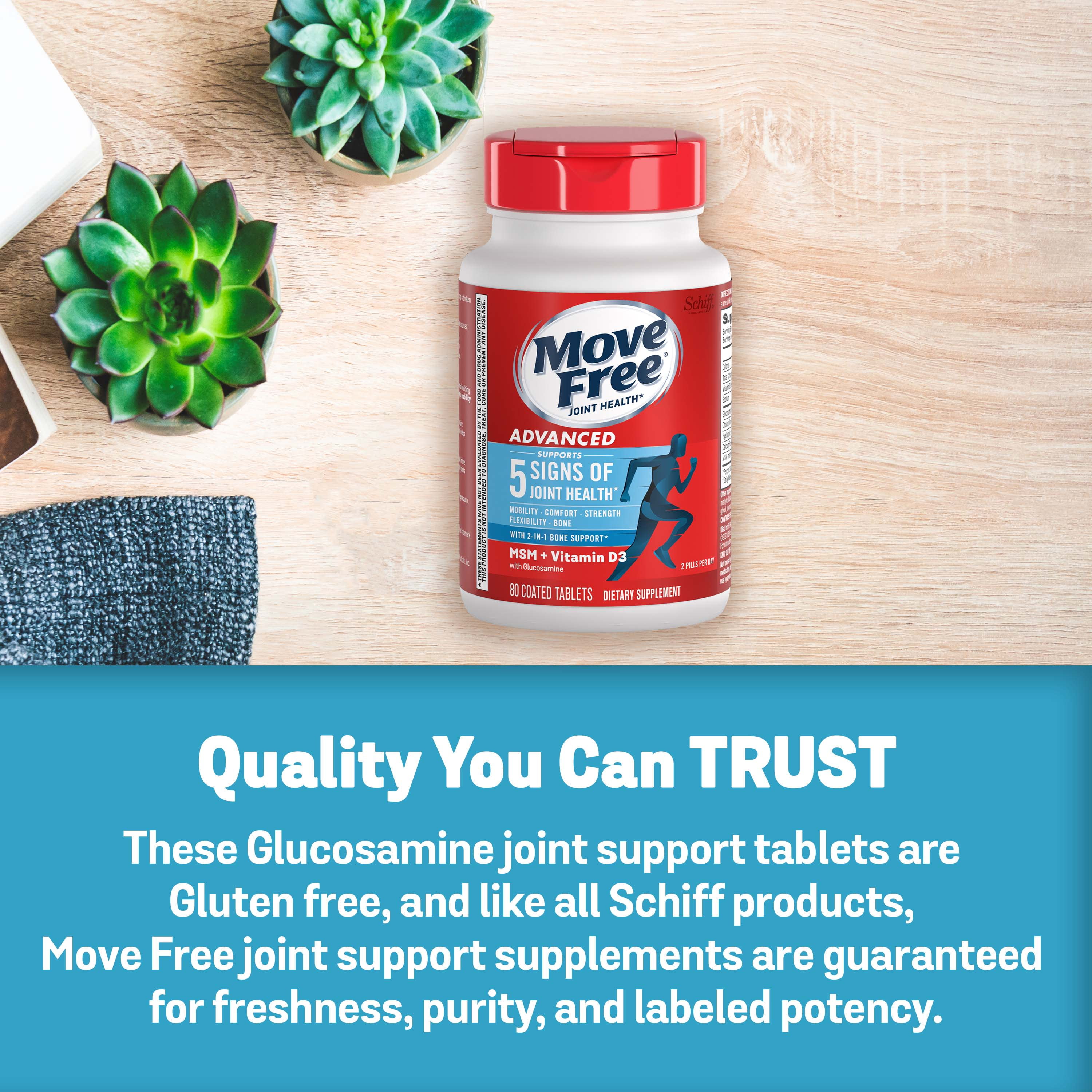 Move Free Advanced Glucosamine Chondroitin + Calcium Fructoborate Joint  Support Supplement, Supports Mobility Comfort Strength Flexibility & Bone -  200 Tablets (100 servings)* GC 200ct
